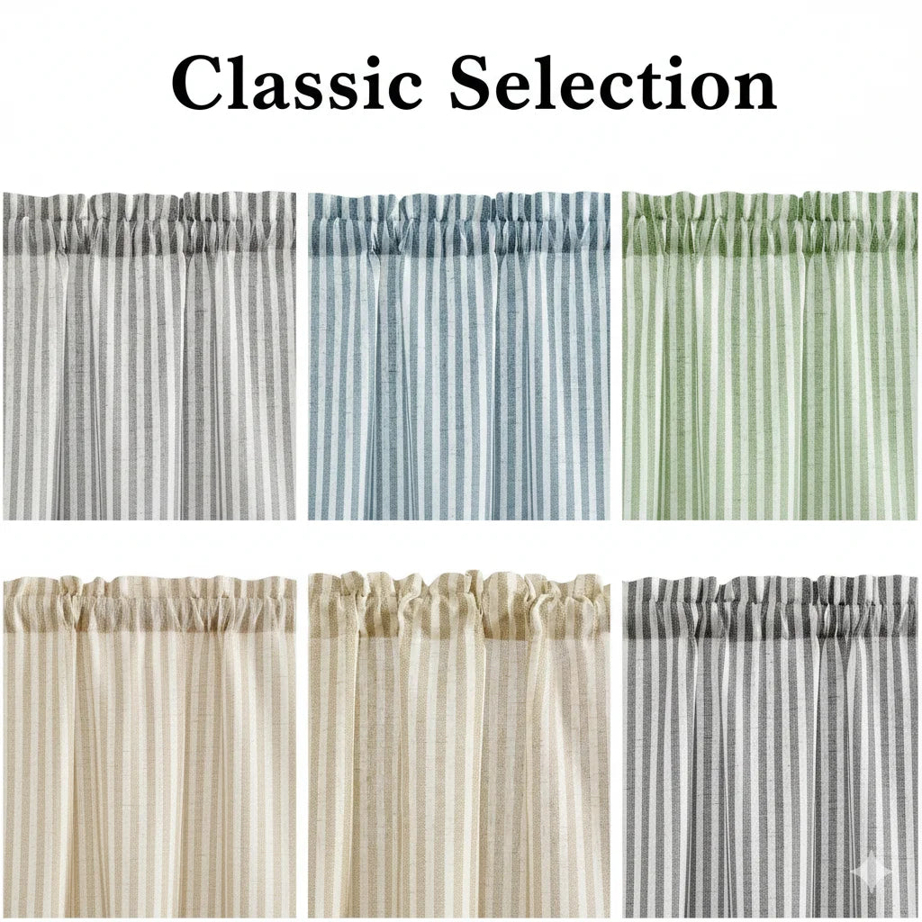 rideau tab top rayé vert clair beige classique 100% polyester opacité fenêtre intérieur 66x60cm