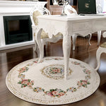 tapis rond décoratif classique motif floral broderie intérieur salon maison doux antidérapant