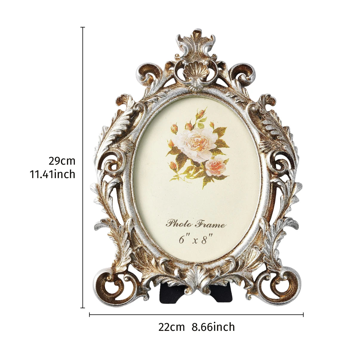 cadre photo doré ornements floraux baroques classique pieds noirsintérieur décoration résine moderne fixations pieds