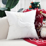housse coussin velours noël arbre flocons good night rouge vert decoration carré tufted polyester