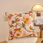 housse coussin décorative motif floral brodé moderne canapé salon lit maison blanc
