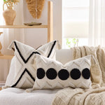 taies d'oreiller géométriques boho chic tassel beige coton polyester 45x45cm