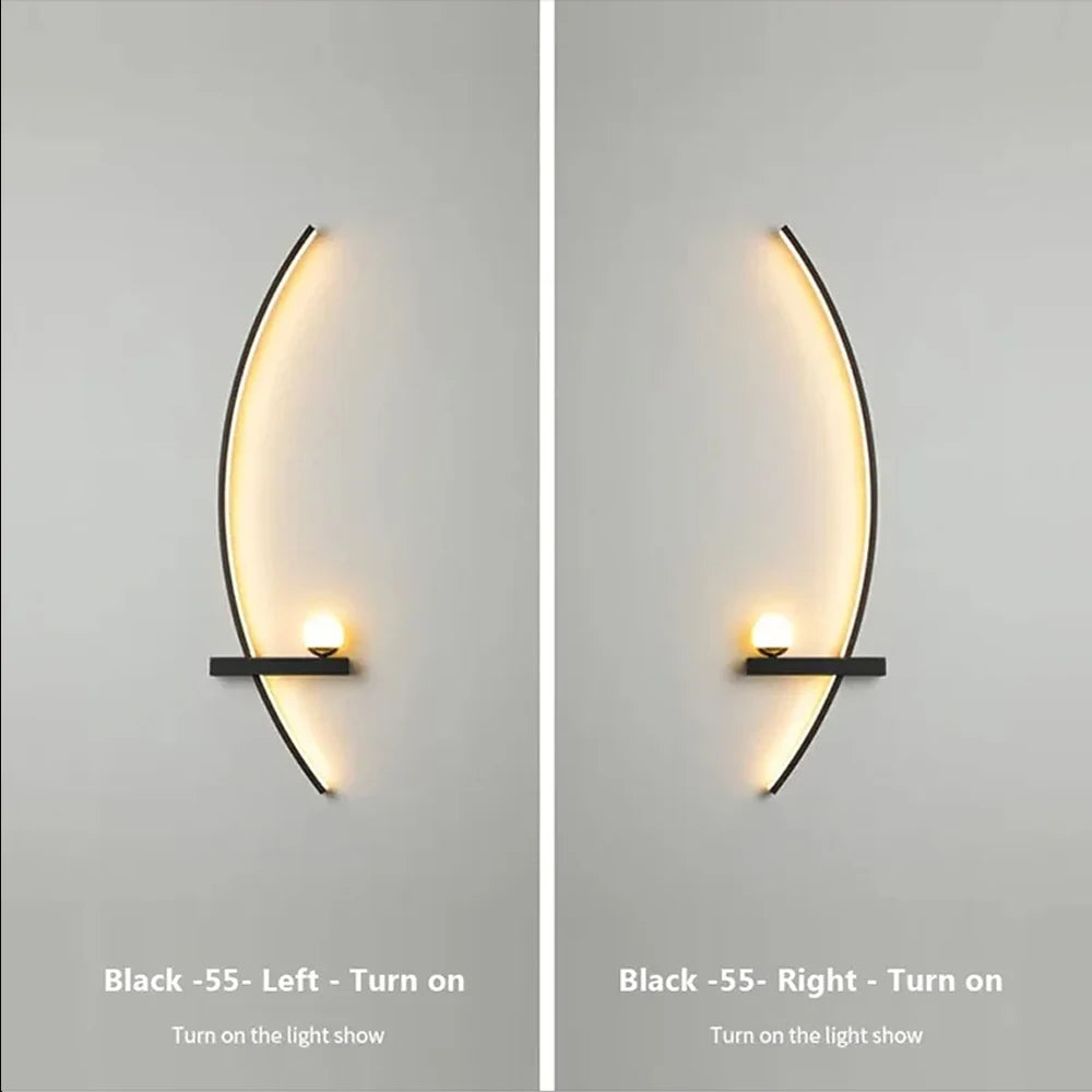 lampes murales modernes étagère noir blanc marbre dimmable 2000lm 105cm