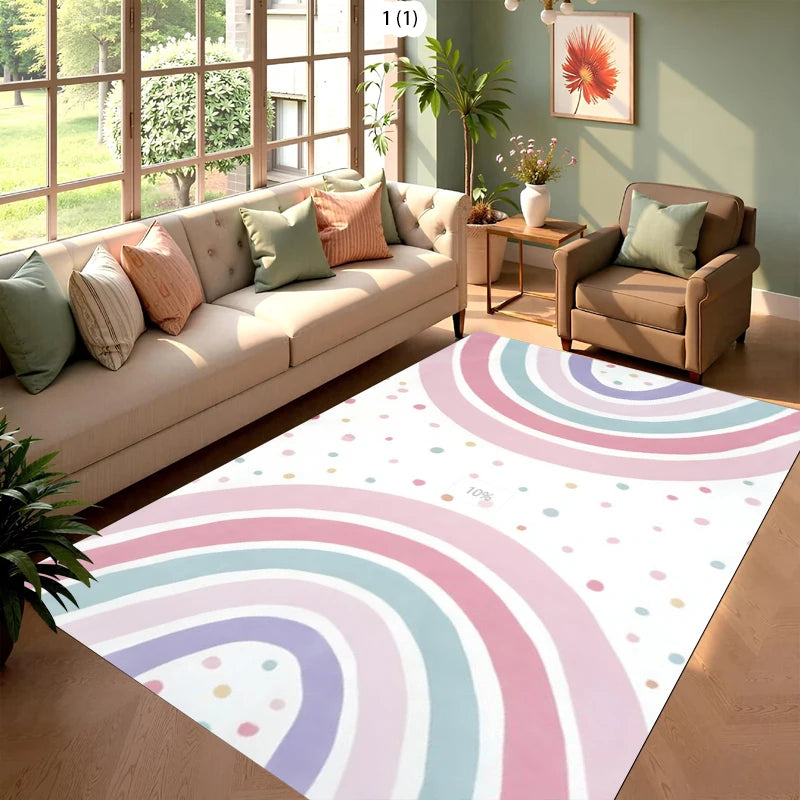tapis moderne arc ciel pois polypropylène polyester coloré salon chambre extérieur decorative