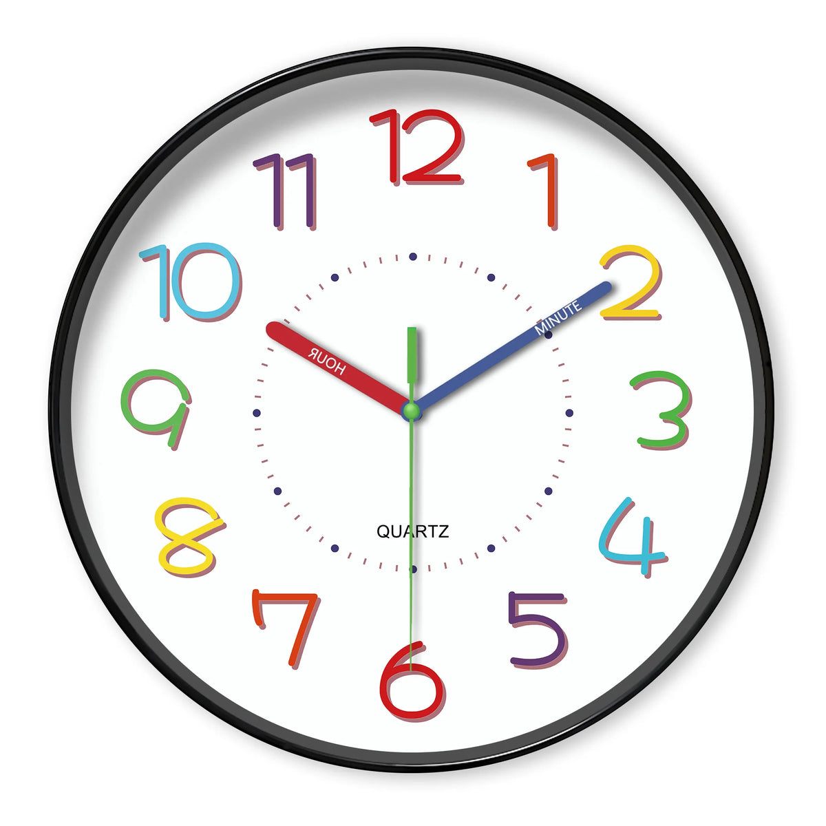 horloge murale circulaire dessins animés couleurs vives bambou bois moderne