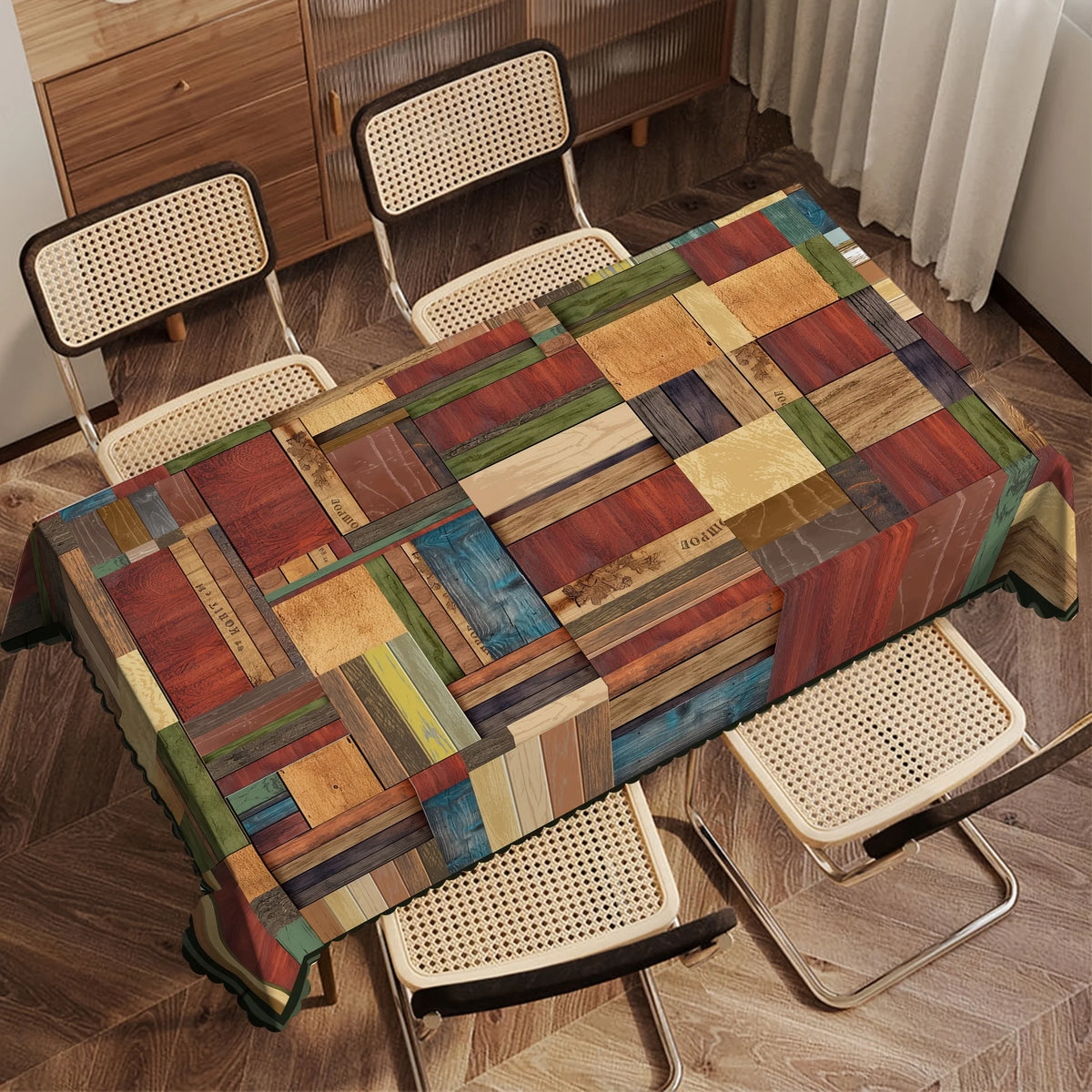 nappe patchwork géométrique multicolore moderne rustique table manger polyester rectangle festive