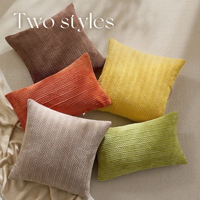 lot housses coussin coton épais motifs géométriques canapé salon moderne