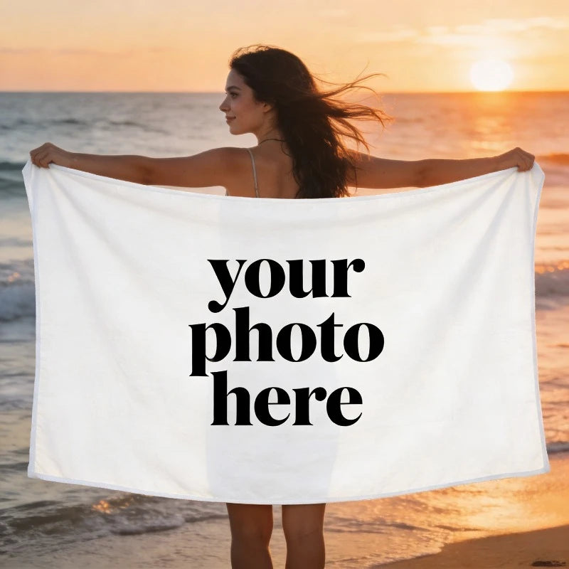 serviette plage séchage rapide polyester moderne imprimé photo blanc dimensions variées été camping