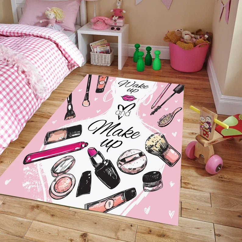 tapis moderne fleur maquillage polypropylène rose noir salon chambreextérieur sdb commercialisation