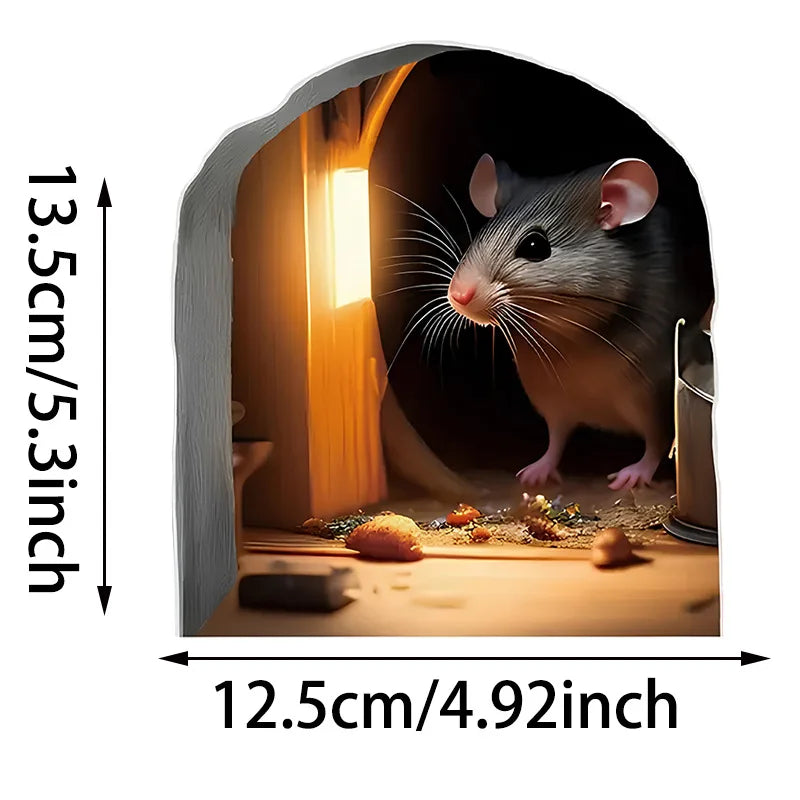 autocollant mural 3d souris livre bougie gris blanc brun noir décoration chambre étagère amovible