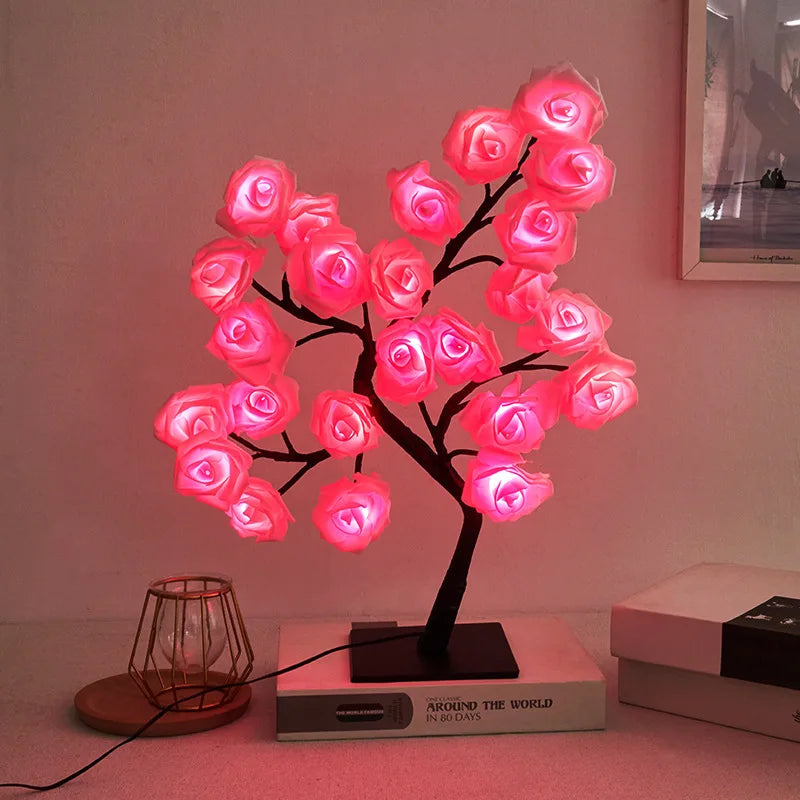 décoration noël lampe arbre rose led usb alimentée blanc multicolore contemporain minimaliste