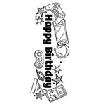 tampons transparents happy birthday fleurs animaux coeurs outils géométriques textes cartonnage anniversaire