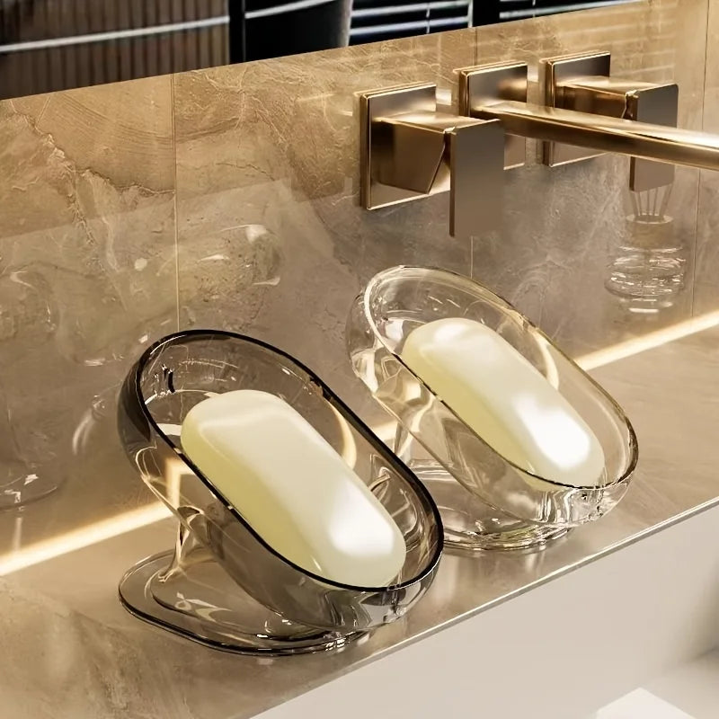 porte savon transparent moderne savon blanc luxueux mini baignoire pied stable aspect brillant