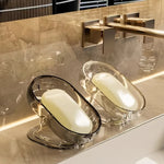 porte savon transparent moderne savon blanc luxueux mini baignoire pied stable aspect brillant