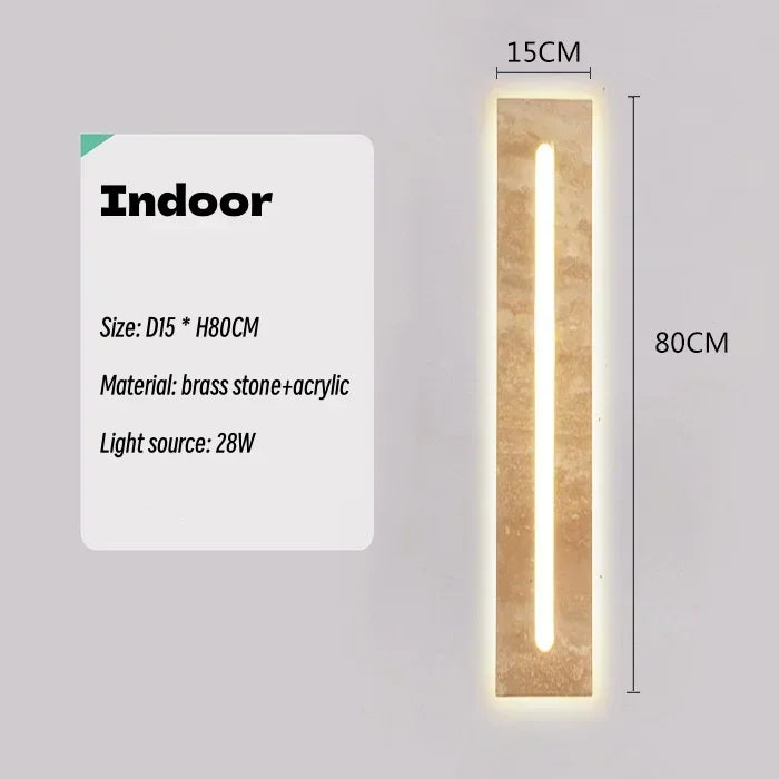 lampe murale moderne pierre naturelle texture marbrée hydrofuge ip65 85265v led 60cm 80cm beigeclair
