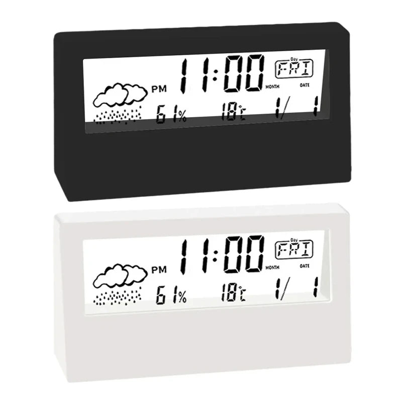 thermomètre hygromètre horloge électronique multifonction mesure température humidité indicateur météo blanc moderne