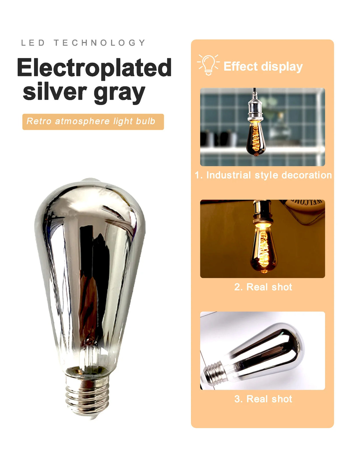 ampoules led filament spiralées vintage industrielle argentée dorée e27 360deg 250lumens 30000h