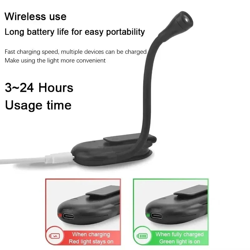 lampe pince led rechargeable usb blanc noir réglable protection yeux moderne