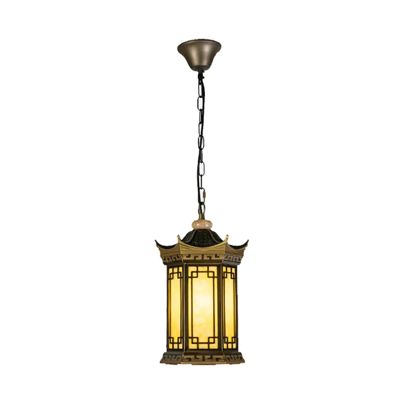 lampe suspendue vintage doré rétro salon chambre étanche aluminium éclairage géométrique oriental