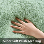 tapis vert pastel doux fourré moderne salon chambre décoration intérieure polyester peluche simple sage