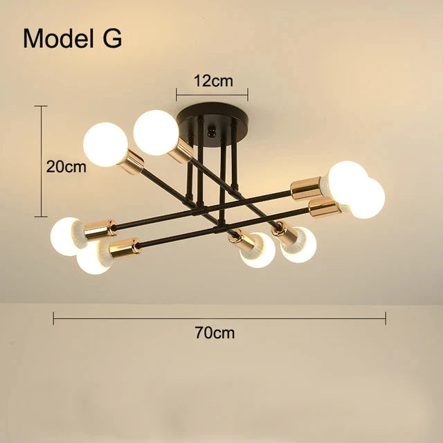 plafonnier led or noir moderne éclairage quotidien contemporain chambre salonSuspens fer flux lumineux minimaliste