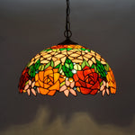 Lampe suspendue Tiffany mosaïque fleurs multicolore opacité chaîne salon chambre