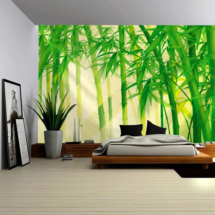 Tapisserie murale bambou zen chambre adulte