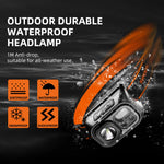 lampe frontale led rechargeable ip44 noir orange rayures moderne camping