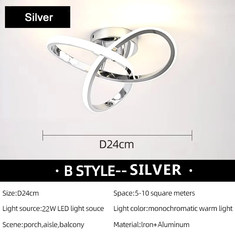 lampe moderne anneaux entrelacés blanc noir éclairage quotidien led interrupteur tactile 10 15 sources