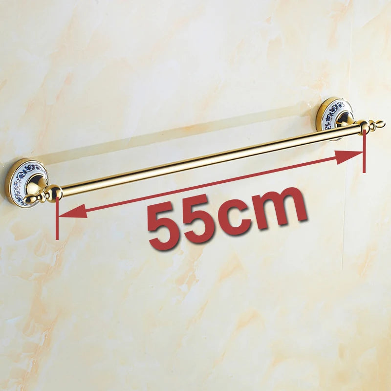 accessoires salle bain doré motifs floraux classique serviette papier toilette savon fixations murales ensemble
