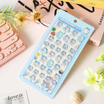 sticker 3d kawaii dessins animés chats lapins adhésif collection bleu rose jaune blanc