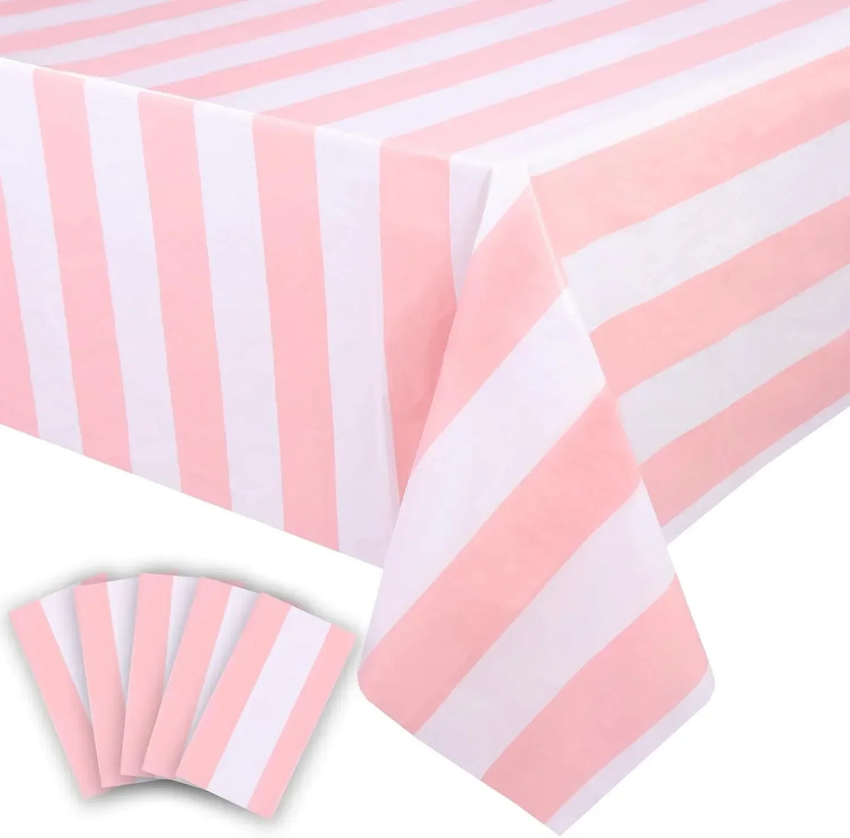 nappe rayures horizontales rose blanche décoration fête anniversaire enfantine transparente occasionnelle festive
