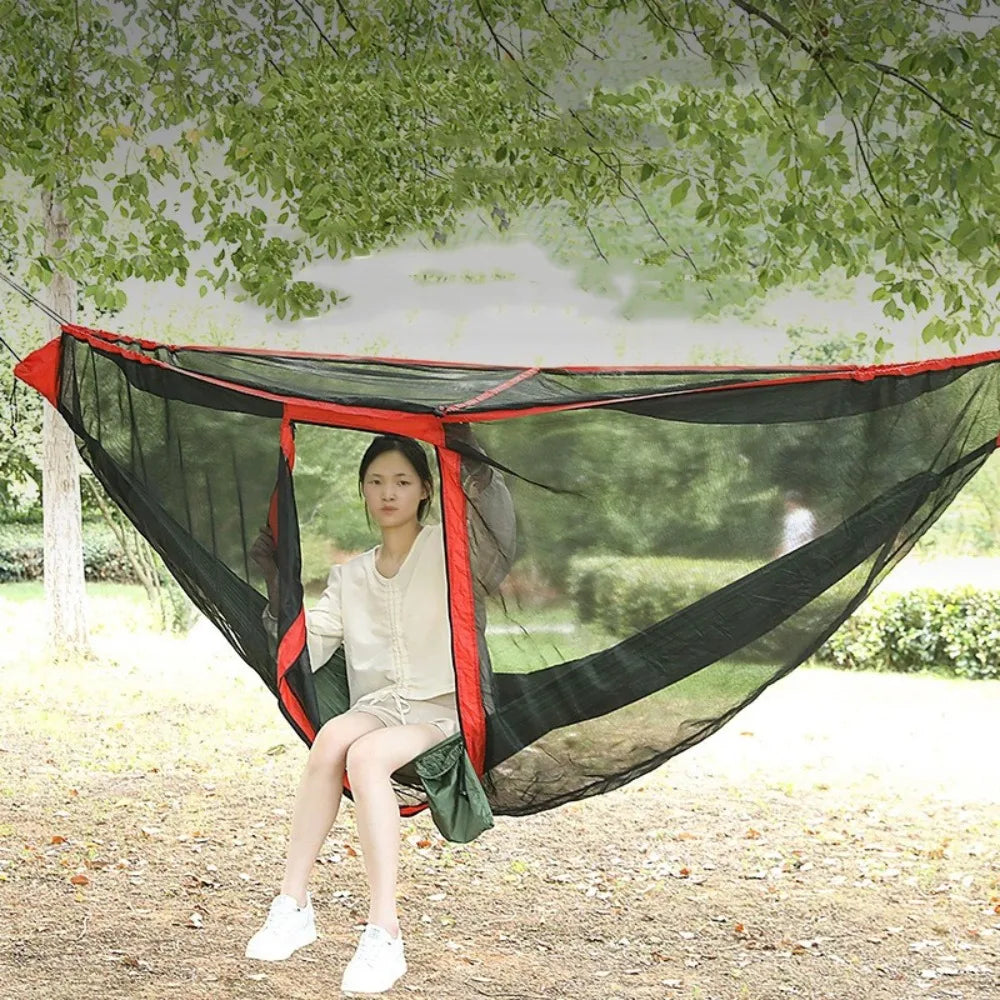 hamac voyage moustiquaire protection solaire noir rouge vert camping outdoor filet transparent