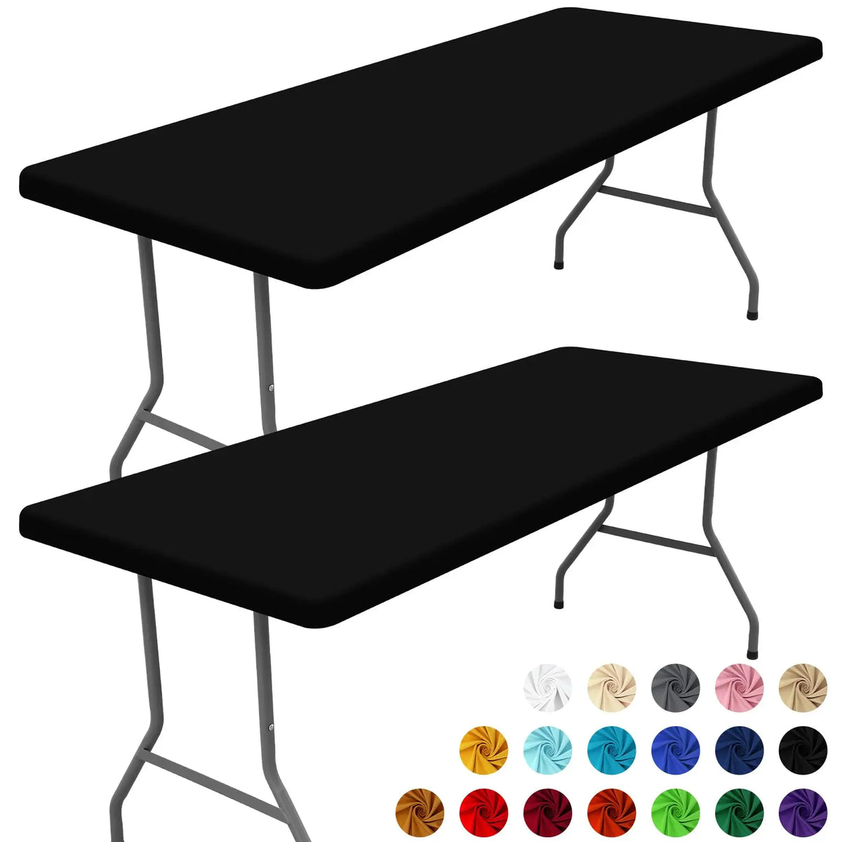 nappe table pliante noire vert clair polyestère solide moderne mariage fête 183x75cm