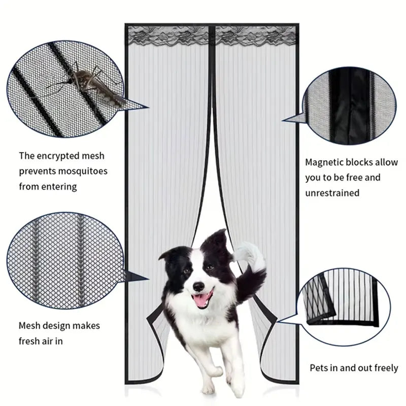 rideau moustiquaire noir maille fine moderne traité insecticide velcro maison été ventilation chambre adultes
