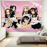 tapisserie anime mignonne pois blanc fond rose bordure dentelle chambre adolescente decoration murale