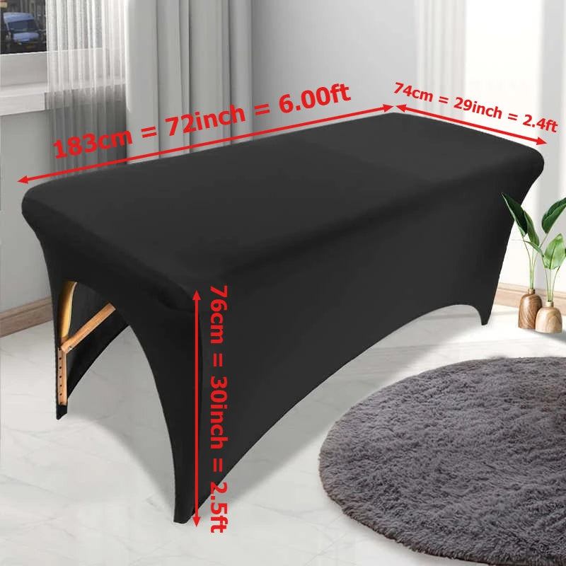 housse table salon noir blanc rose bleu marine uni polyester élastique ajustée moderne stretch