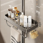 étagère douche moderne aluminium gris lisse salle bain fixée sans percer plateau shampooing cosmétique