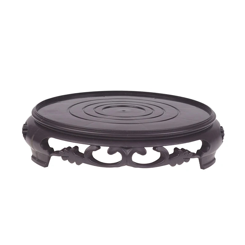 support plante texture bois motifs sculptés classique noir artisanalDecorationJardin FixationInvisible