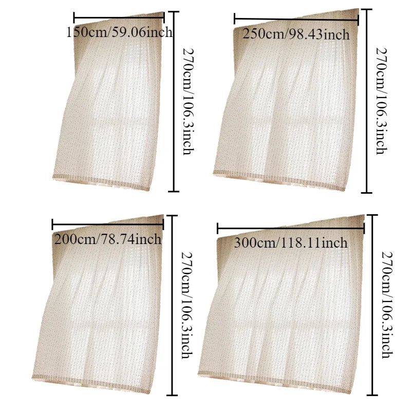 rideau moderne semi transparent polyester motifs petits points colorés salon chambre 150cm 200cm 250cm