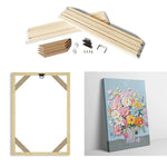 cadre mural bois moderne toile abstraite multicolore fleurs relief 60x80cm 55x75cm 55x85cm clips crochets