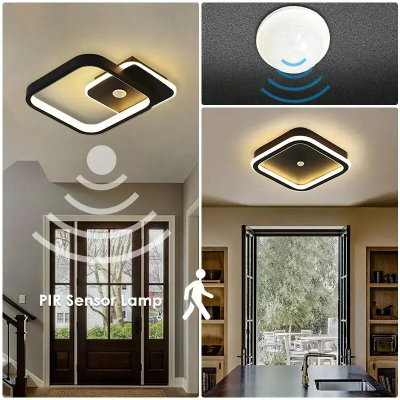 lumière détecteur mouvement noir blanc doré moderne flux lumineux led 249 2000v