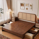 lit moderne marron clair tissu imprimé 1500mm 1800mm 2000mm minimaliste rustique chambre coucher