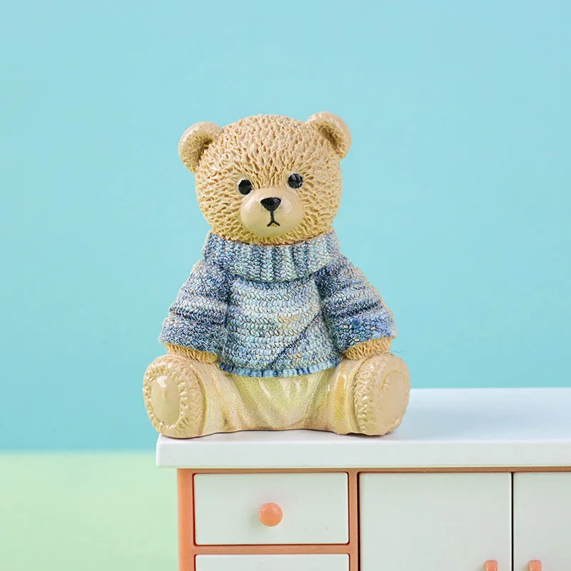 figurine résine ours peluche moderne détaillée couleur multiple décoration jardin anniversaire accessoire diy
