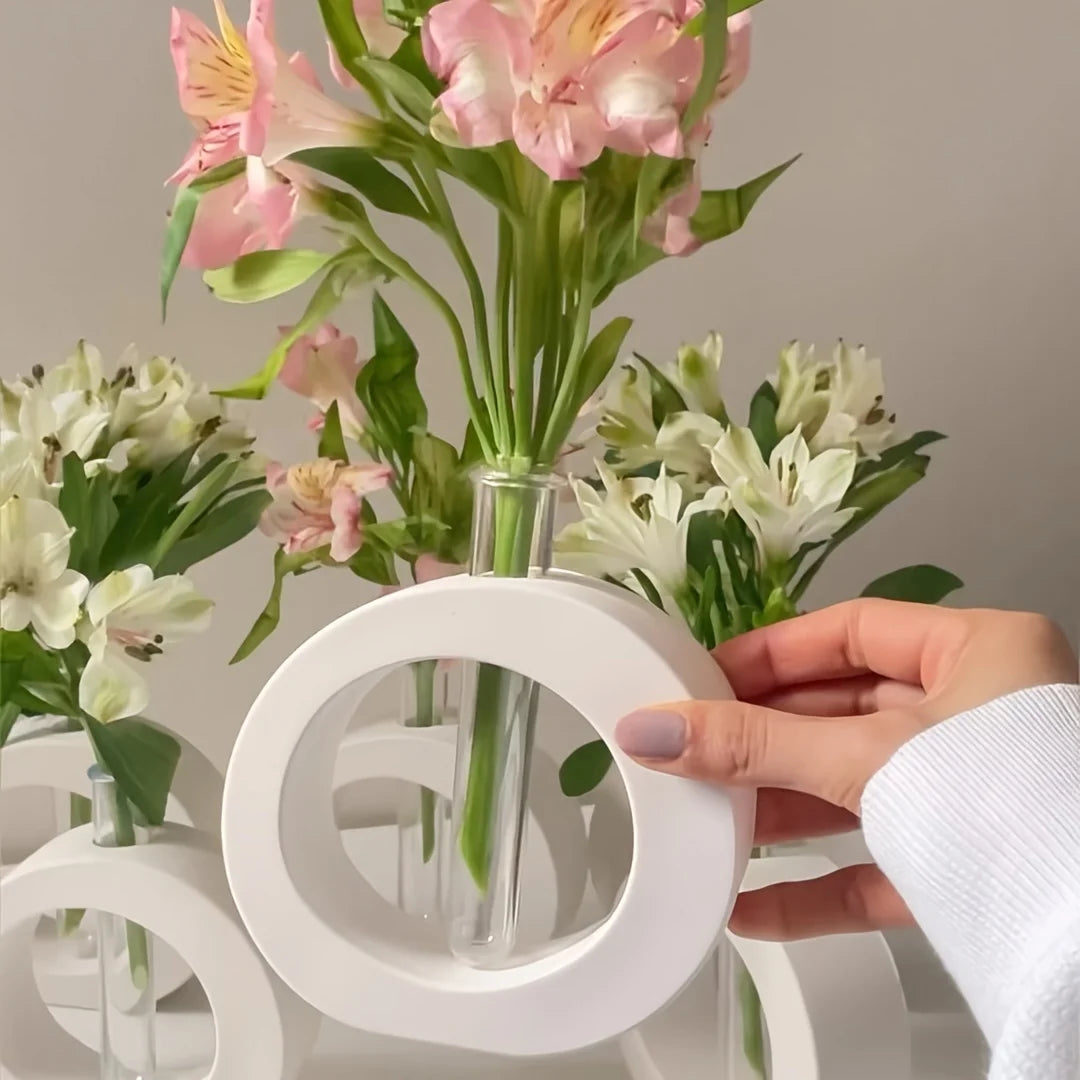 vases céramique blancs vases silicone tubes essai plateau compartiments hydroponiques fleurs modernes