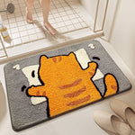 tapis bain antidérapant moderne imperméable dessin animé chats couleurs vives love luck polyester