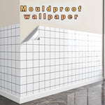 papier peint adhésif mural vinyle blanc motif carreaux noirs moderne imperméable résistant moisissure salon