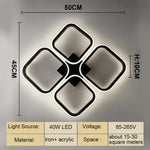 lampe moderne led noir blanc quadrilatères simples acrylique aluminium flux lumineux élevé facile