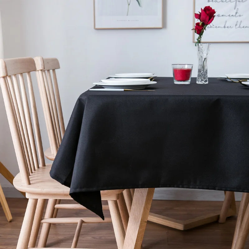 nappe noire solide polyester imperméable table banquets fêtes mariage uni moderne