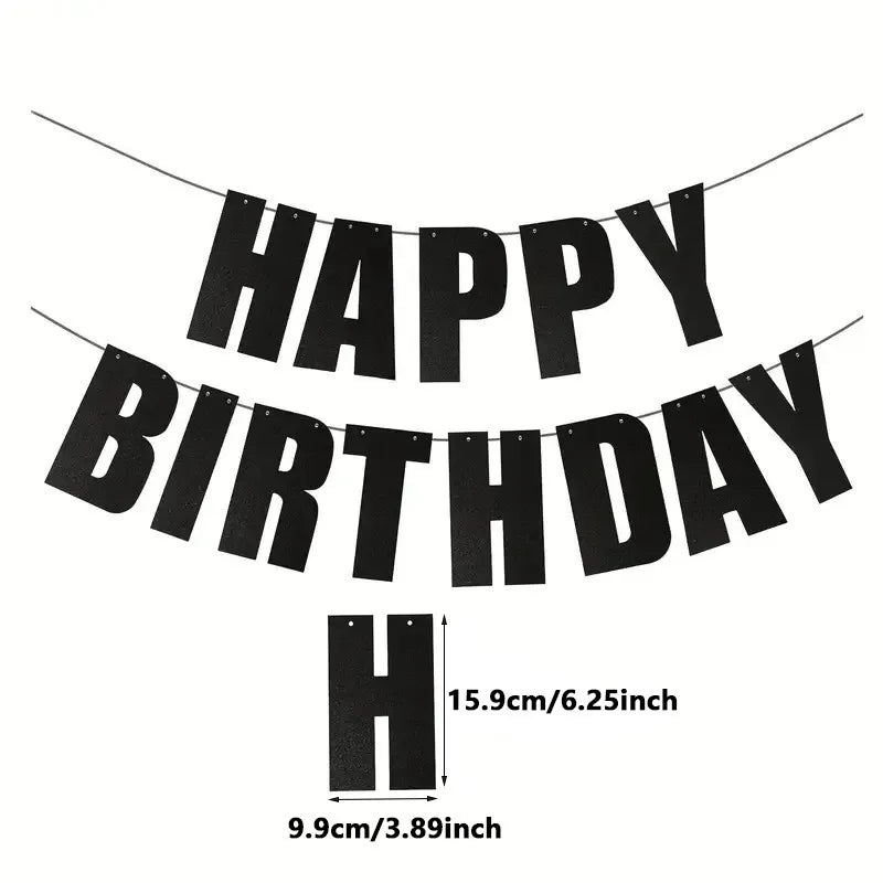 guirlande lettres or noir brillantes classique moderne anniversaire décoration fête happy birthday